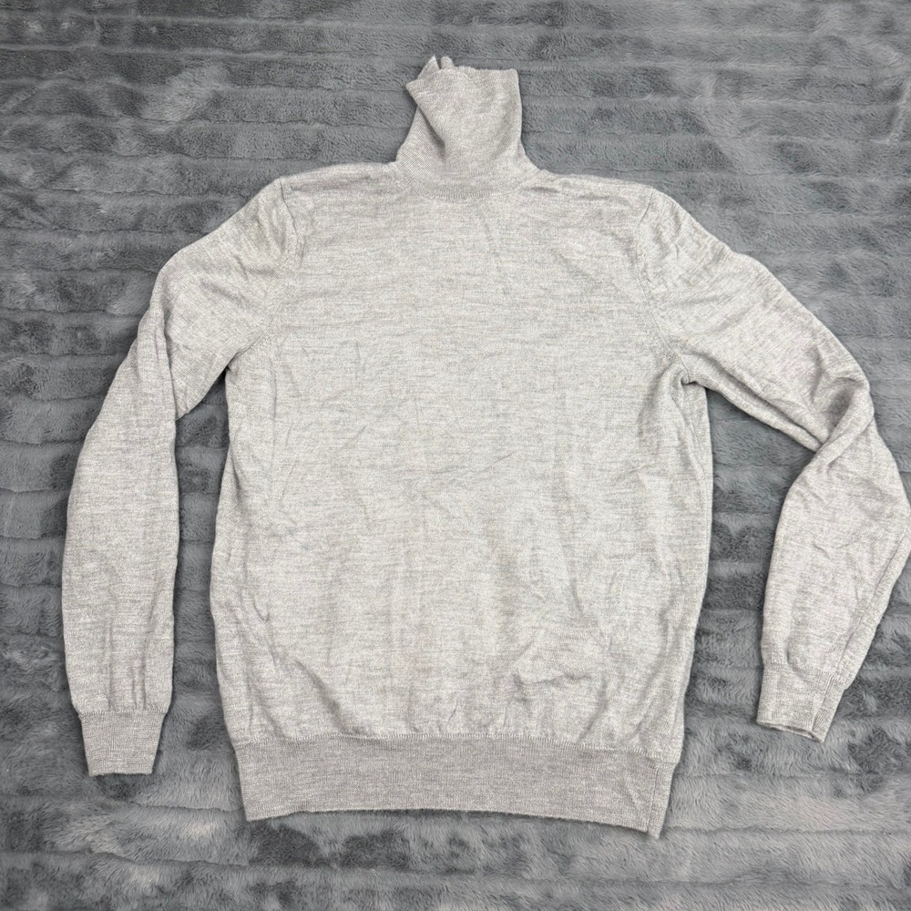 Jos. A. Bank Traveler Mens Gray 100% Merino Wool Turtleneck Sweater M RN31608